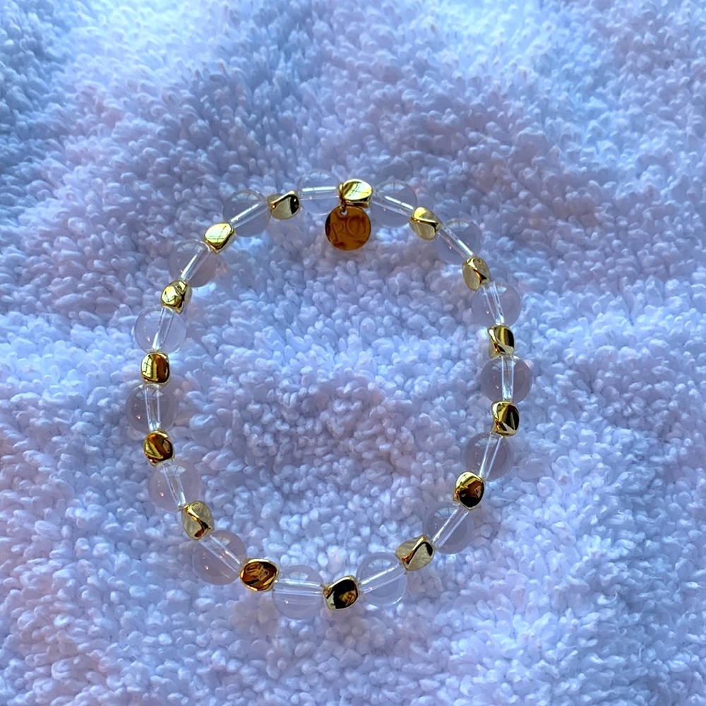 Clear and gold rustic cuff bracelet